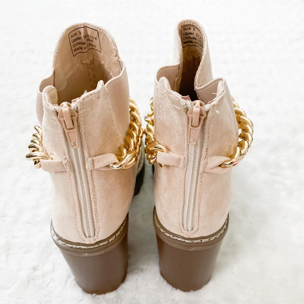 NIB- OLIVIA MILLER Chain Heel Lug Boot - Picture 8 of 16